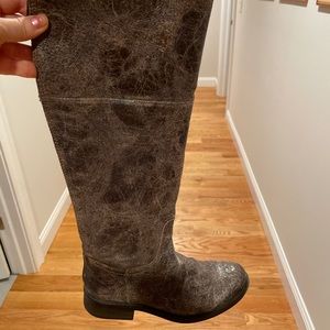 Distressed brown leather boot